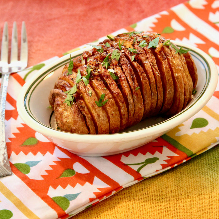 Air Fried Sweet Potato Hasselback au Gratin