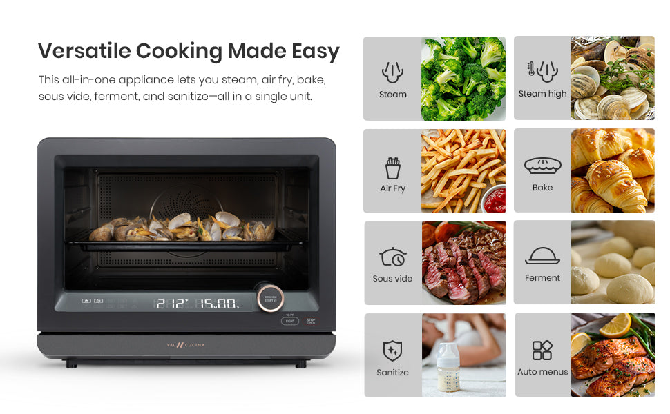 NEW ARRIVAL - VAL CUCINA 7-IN-1 STEAM CONVECTION AIR FRYER OVEN - MATTE BLACK