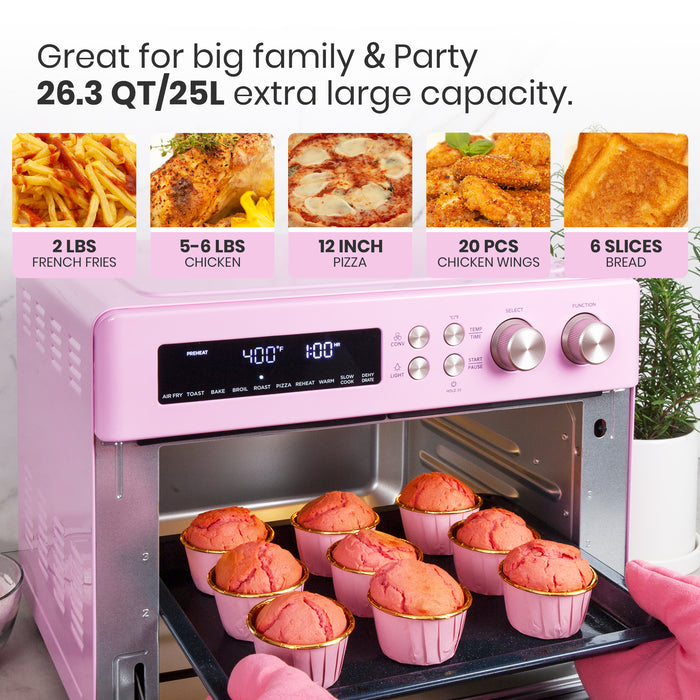 FINAL SALE - VAL CUCINA 10-IN-1 AIR FRYER TOASTER OVEN - CLASSIC PINK (Refurbished)