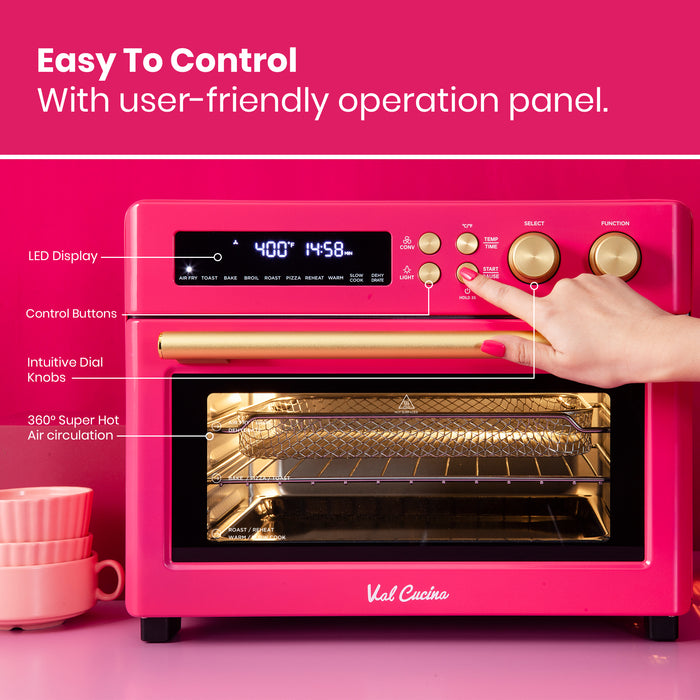 VAL CUCINA 10-IN-1 AIR FRYER TOASTER OVEN - HOT PINK (Refurbished)