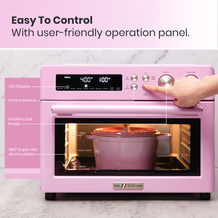 VAL CUCINA 10-IN-1 AIR FRYER TOASTER OVEN - CLASSIC PINK