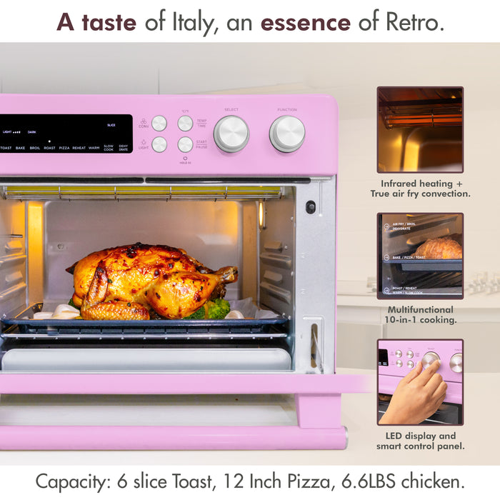 FINAL SALE - VAL CUCINA 10-IN-1 AIR FRYER TOASTER OVEN - CLASSIC PINK (Refurbished)